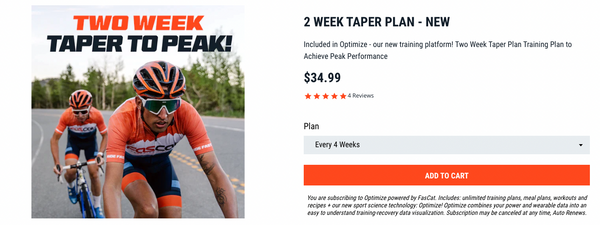 Two Week Taper to Peak Plan